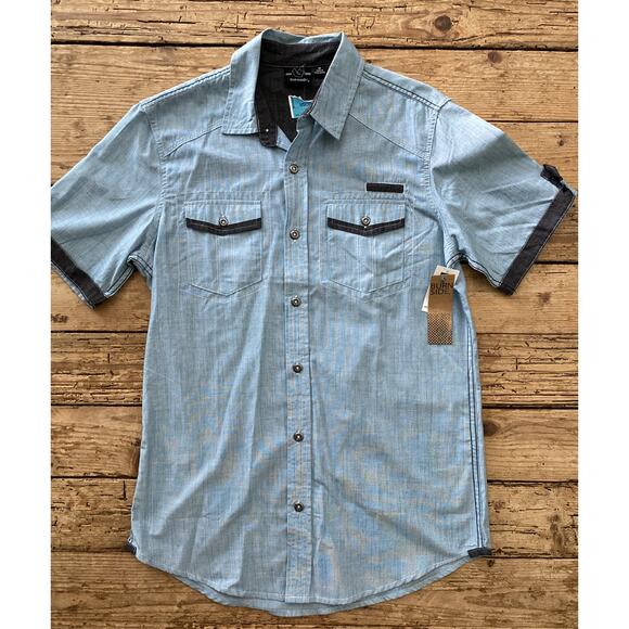 Burnside Mens Size M Seafoam Short Sleeved Button Up Shirt - Picture 1 of 8
